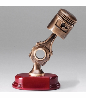 6-1/4" AUTO RISTON TROPHY ANTIQUE GOLD RESIN FINISH ON ROSEWOOD BASE