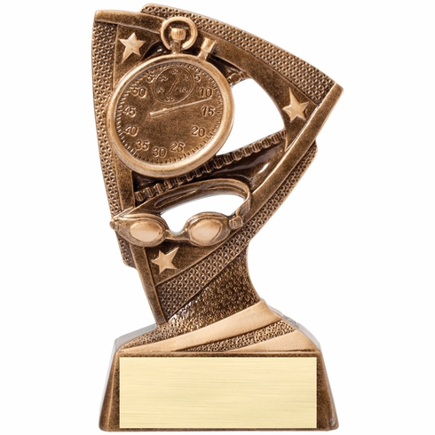 6 1/4 INCH ANTIQUE GOLD STAR SWIMMING RESIN TROPHY