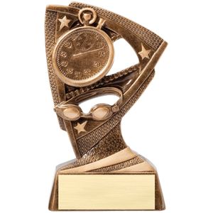 6 1/4 INCH ANTIQUE GOLD STAR SWIMMING RESIN TROPHY