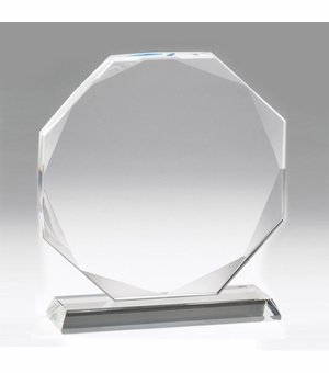 6-1/4 INCH CRYSTAL 8 SIDED OCTAGON AWARD 