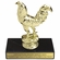 6-1/4 INCH FIGHTING ROOSTER ANIMAL GOLD TROPHY ON BLACK MARBLE BASE