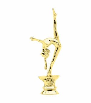 6-1/4 INCH GOLD PLASTIC FEMALE GYMNAST TROPHY FIGURE