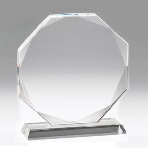 6-1/4 INCH CRYSTAL 8 SIDED OCTAGON AWARD 