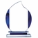 6-1/4" x 9" GLASS FLAME AWARD WITH BLUE ACCENTS ON DOUBLE BASE
