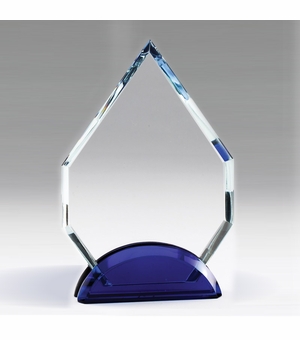 6-3/4 INCH ARROWHEAD CRYSTAL AWARD WITH DOUBLE BLUE BASE 