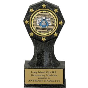 6-3/4 INCH BLACK STONE RESIN AWARD, TAKES 2 INCH INSERT