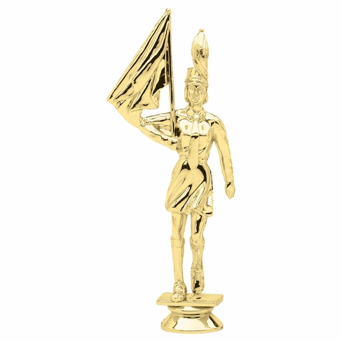 6-3/4 INCH GOLD PLASTIC FEMALE COLOR GUARD TROPHY FIGURE