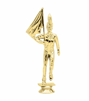 6-3/4 INCH GOLD PLASTIC MALE COLOR GUARD TROPHY FIGURE
