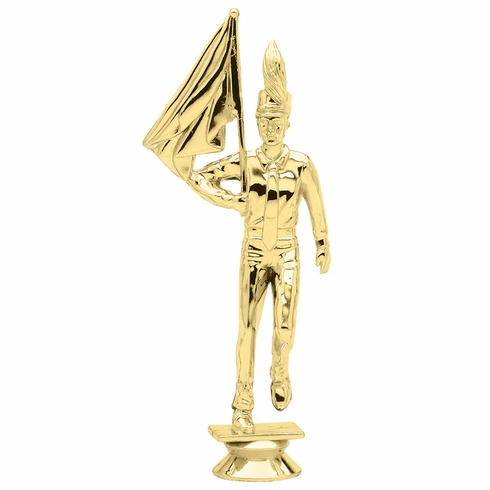 6-3/4 INCH GOLD PLASTIC MALE COLOR GUARD TROPHY FIGURE