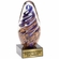 6-3/4 INCH HAND BLOWN BLUE AND GOLD GLASS AWARD WITH SWIRL PATTERN ON A BLACK CRYSTAL BASE