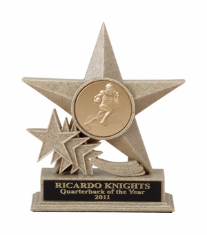 6-3/4 INCH SAND COLOR CAST STONE STAR AWARD, HOLDS 2 INCH INSERT