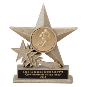 6-3/4 INCH SAND COLOR CAST STONE STAR AWARD, HOLDS 2 INCH INSERT
