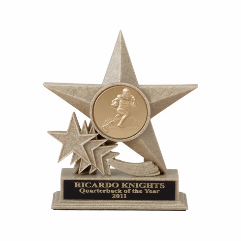 6-3/4 INCH SAND COLOR CAST STONE STAR AWARD, HOLDS 2 INCH INSERT