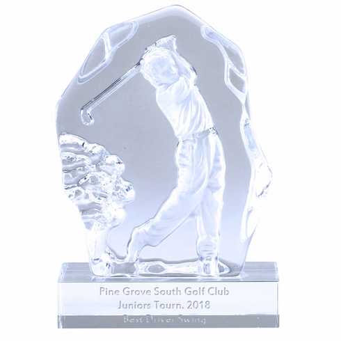 6-3/4 INCH SCULPTED MALE GOLF GLASS AWARD