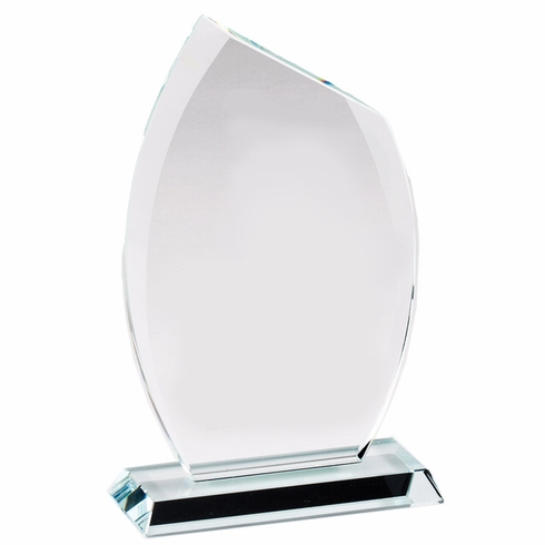 6-3/4" x 3-3/4" x 3/8" MODERN GLASS FLAME AWARD CUT POLISHED BEVELED EDGE