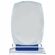 6-3/4 x 4-3/4 INCH AURORA BLUE OPTICAL CRYSTAL AWARD BLUE BASE FROSTED DECORATIVE EDGE