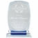 6-3/4 x 4-3/4 INCH AURORA BLUE OPTICAL CRYSTAL AWARD BLUE BASE FROSTED DECORATIVE EDGE