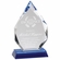 6-3/4 x 4 INCH ARROWHEAD OPTICAL CRYSTAL AWARD ON BLUE CRYSTAL BASE