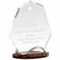 6-3/4 x 5-1/4 INCH OPTICAL CRYSTAL ARROW HEAD AWARD WITH BEVELED EDGES ON WOOD GRAIN BASE