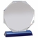 6-3/4 x 6 INCH OCTAGON OPTICAL CRYSTAL AWARD ON A BLUE CRYSTAL BASE