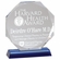 6-3/4 x 6 INCH OCTAGON OPTICAL CRYSTAL AWARD ON A BLUE CRYSTAL BASE