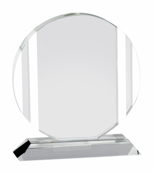 6-3/4 x 6 INCH OPTICAL CRYSTAL ROUND AWARD WITH FROSTED ETCHED LINES