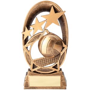 6 1/2 INCH ANTIQUE GOLD STAR GENERIC VOLLEYBALL RESIN TROPHY