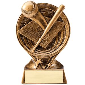6" BASEBALL PARTICIPANT RESIN TROPHY ANTIQUE GOLD FINISH