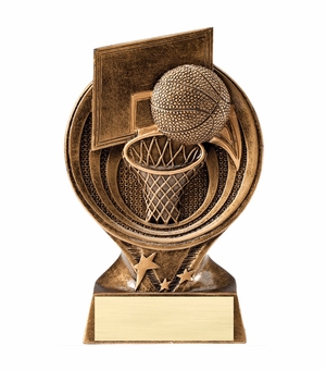 6" BASKETBALL PARTICIPANT RESIN TROPHY ANTIQUE GOLD FINISH