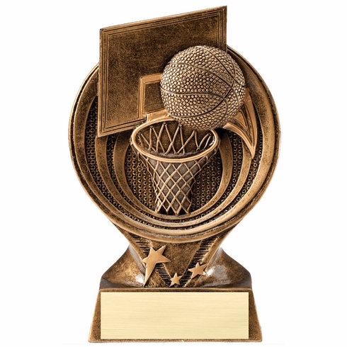 6" BASKETBALL PARTICIPANT RESIN TROPHY ANTIQUE GOLD FINISH