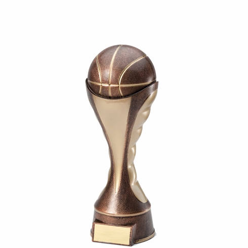 6" BASKETBALL TROPHY SCULPTED HEAVY WEIGHTED ANTIQUE TWO-TONE GOLD FINISH