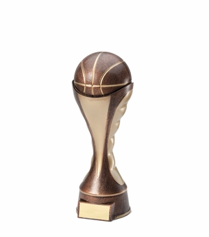 6" BASKETBALL TROPHY SCULPTED HEAVY WEIGHTED ANTIQUE TWO-TONE GOLD FINISH