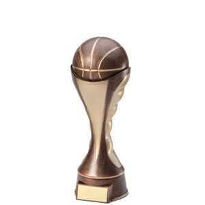 6" BASKETBALL TROPHY SCULPTED HEAVY WEIGHTED ANTIQUE TWO-TONE GOLD FINISH