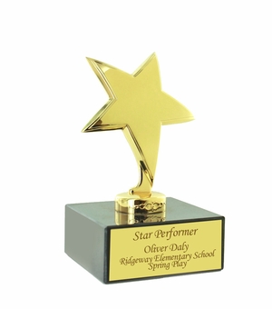 6" BRIGHT DIE CAST METAL STAR TROPHY 