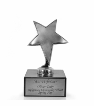 6" BRIGHT DIE CAST METAL STAR TROPHY 