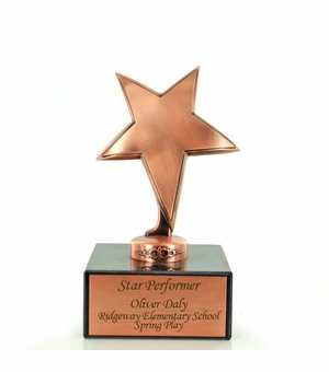 6" BRIGHT DIE CAST METAL STAR TROPHY 