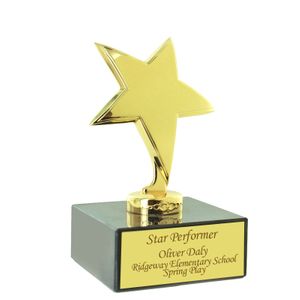 6" BRIGHT DIE CAST METAL STAR TROPHY 