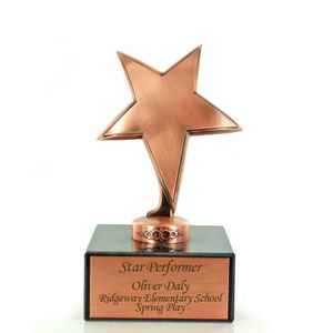 6" BRIGHT DIE CAST METAL STAR TROPHY 
