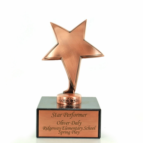 6" BRIGHT DIE CAST METAL STAR TROPHY 