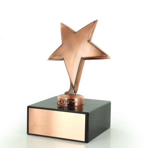 6" BRIGHT DIE CAST METAL STAR TROPHY 