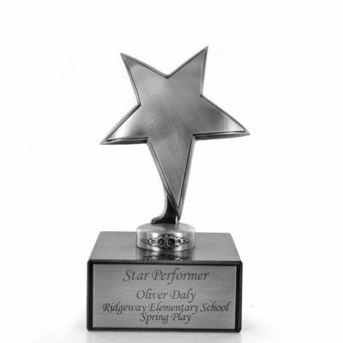 6" BRIGHT DIE CAST METAL STAR TROPHY 