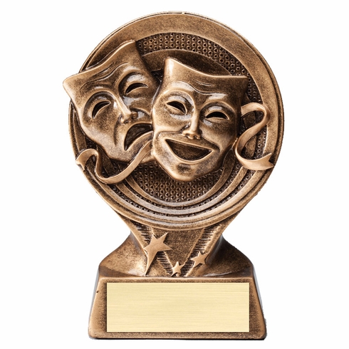 6" DRAMA ARTS RESIN TROPHY ANTIQUE GOLD FINISH