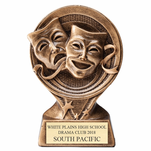 6" DRAMA ARTS RESIN TROPHY ANTIQUE GOLD FINISH
