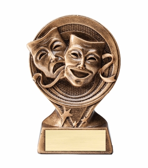 6" DRAMA ARTS RESIN TROPHY ANTIQUE GOLD FINISH