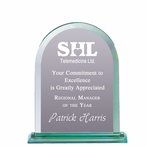 6 INCH ARCHED SHAPE JADE GLASS AWARD