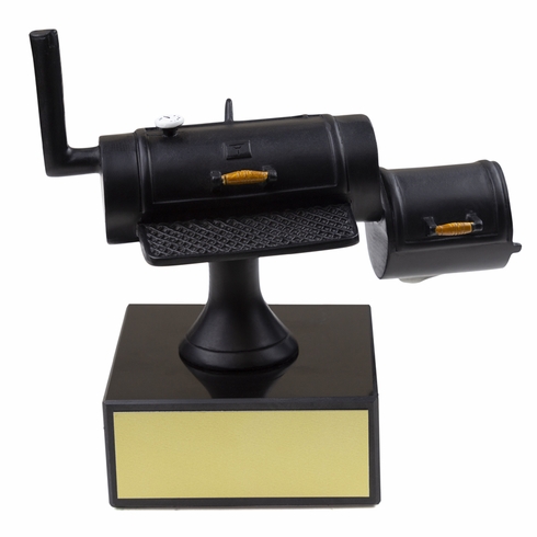 6 INCH BARBECUE SMOKER TROPHY ON BLACK MARBLE BASE