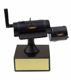 6 INCH BARBECUE SMOKER TROPHY ON BLACK MARBLE BASE