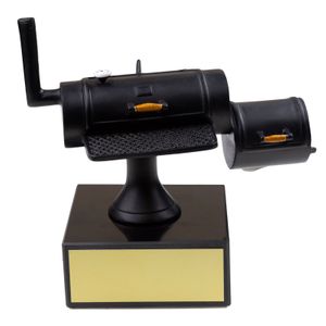6 INCH BARBECUE SMOKER TROPHY ON BLACK MARBLE BASE