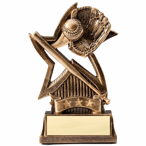 6 INCH BASEBALL SWEEPING STAR RESIN TROPHY