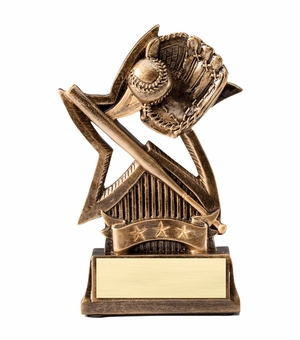 6 INCH BASEBALL SWEEPING STAR RESIN TROPHY